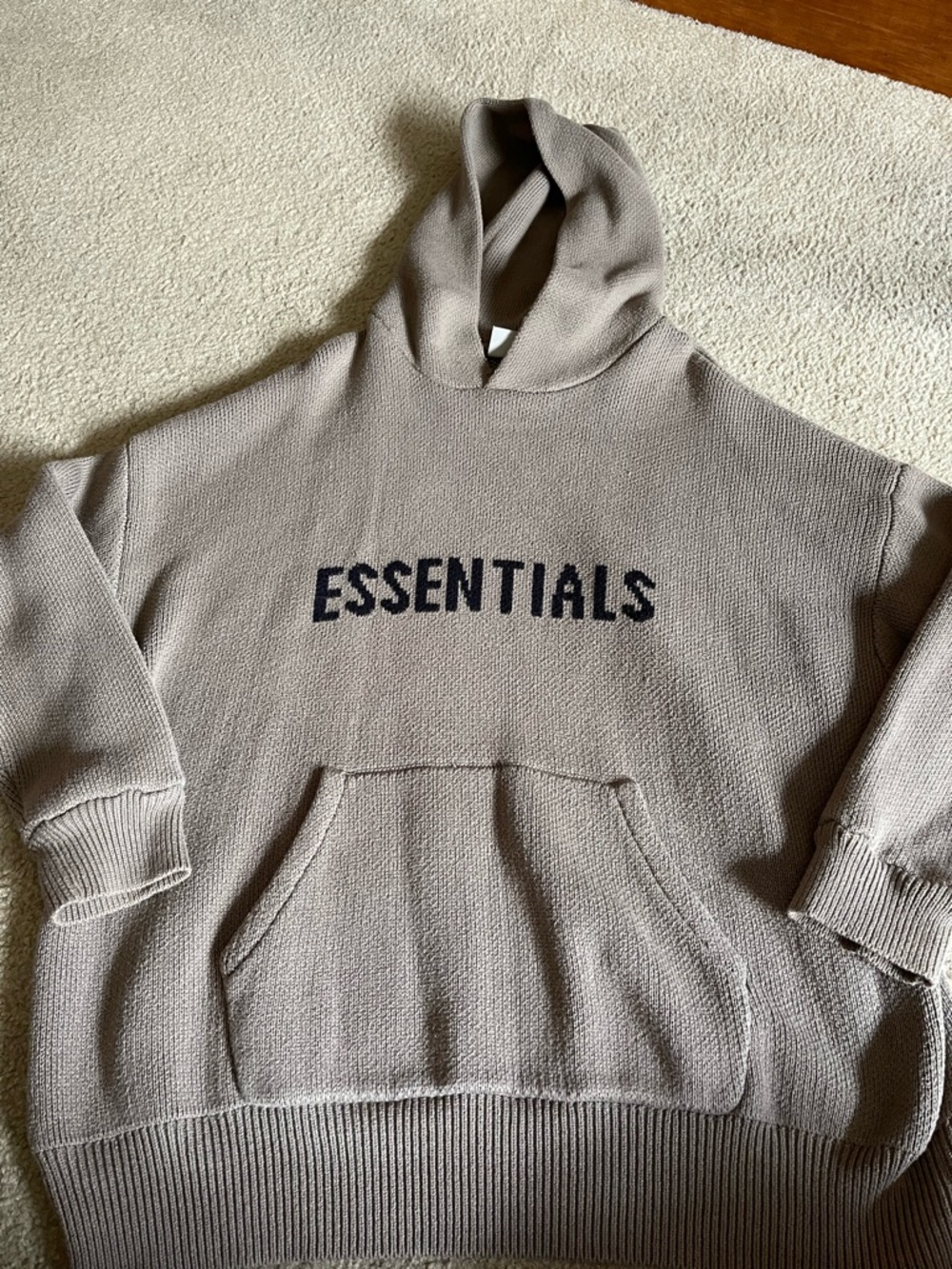Essentials Taupe Knit Sweater with Black Label